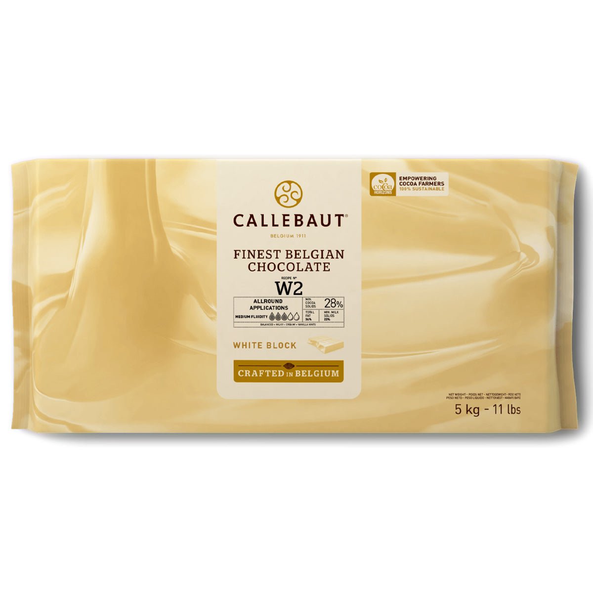 Callebaut W2NV Natural Vanilla 28% White Chocolate Bloc - 5 kg