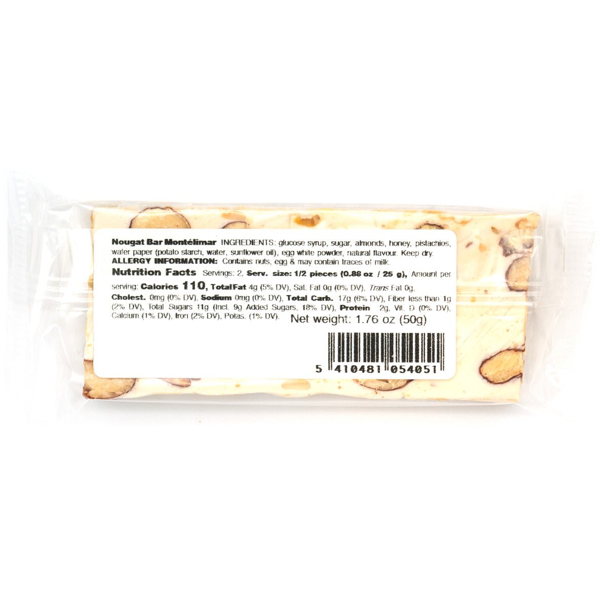 Carlier Montelimar Soft Nougat Bar - 50g