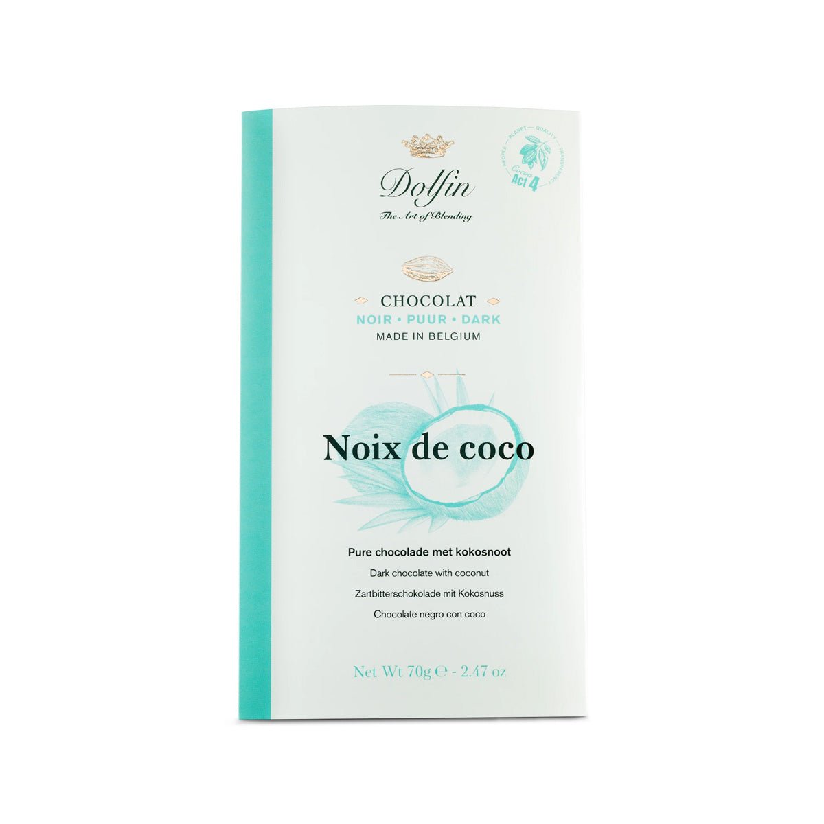 Dolfin 60% Dark Chocolate with Coconut Bar - 70g