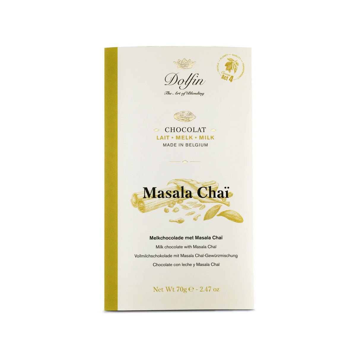 Dolfin Masala Chaï 38% Milk Chocolate with Masala Tea Bar - 70g