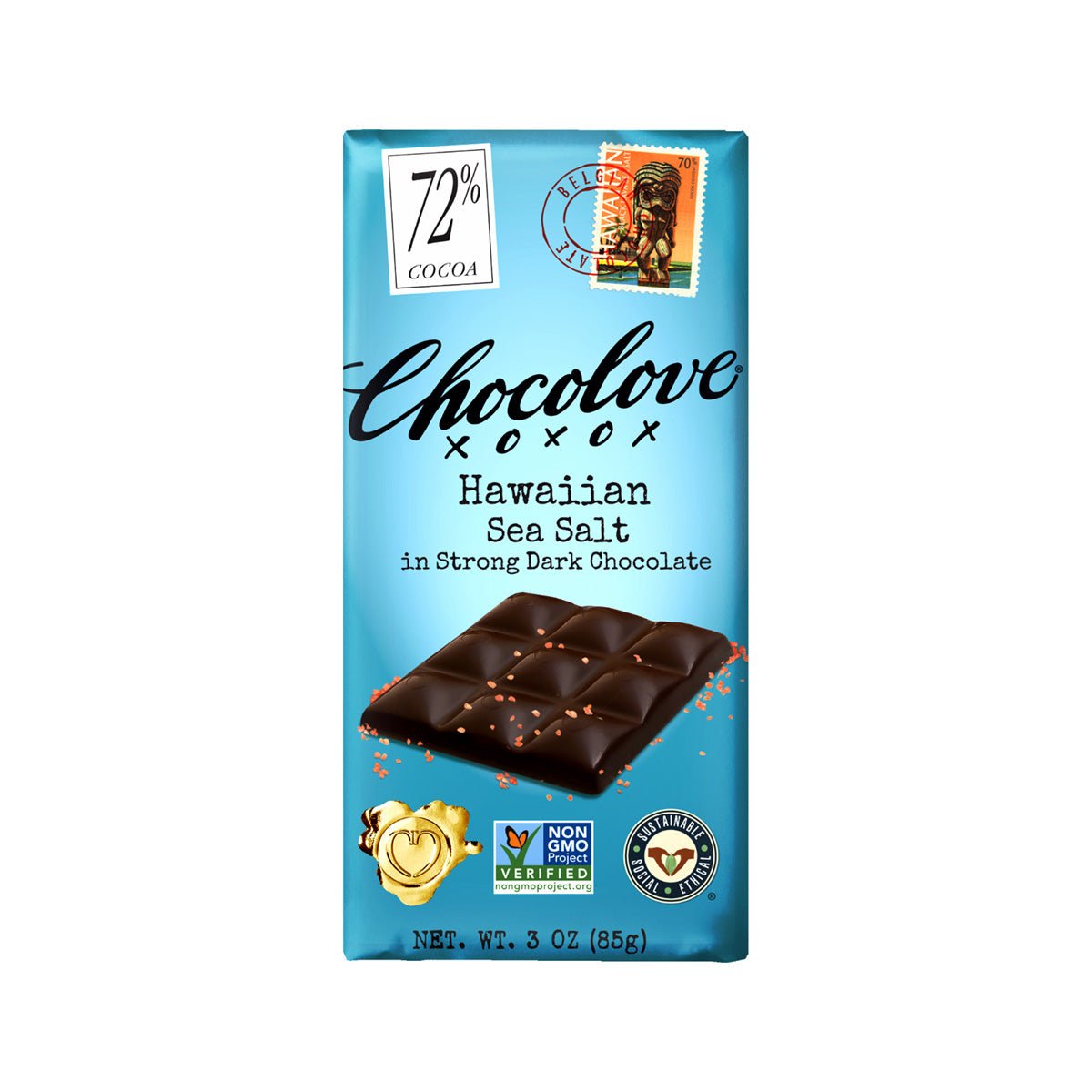 Chocolove Hawaiian Sea Salt in Strong 72% Dark Chocolate Bar - 85g