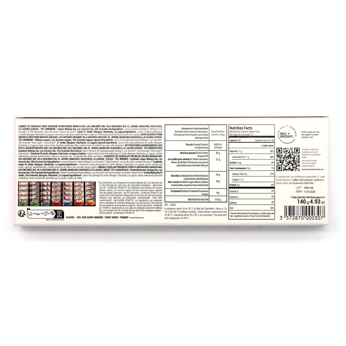 Michel Cluizel Chocolats de Plantation Dark Chocolate 28 Napolitains Gift Box - 140g