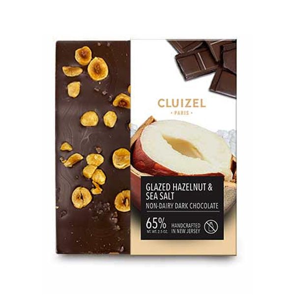 Cluizel US Glazed Hazelnuts & Sea Salt in 65% Dark Chocolate Bar - 70g