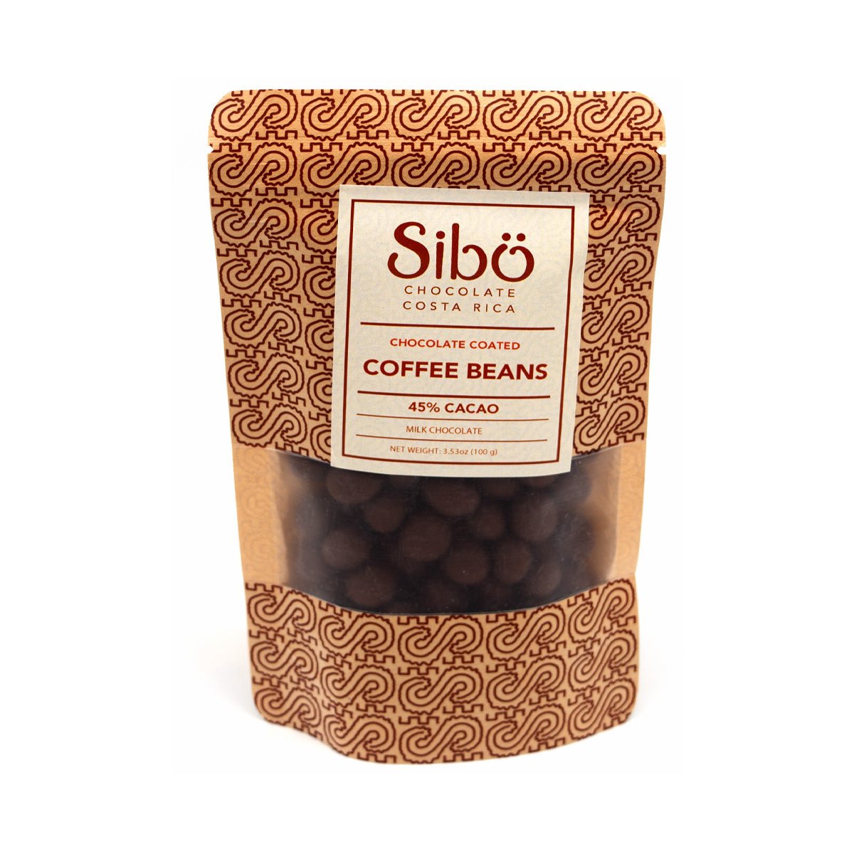 Sibu Coffee Beans Covered in 45% Single Origin Milk Chocolate Pouch - 100g
