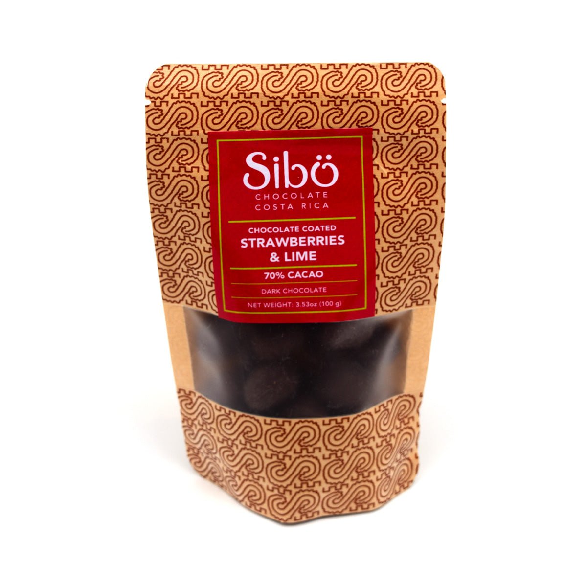 Sibu Strawberries & Lime Covered in 70% Single Origin Dark Chocolate Pouch - 100g
