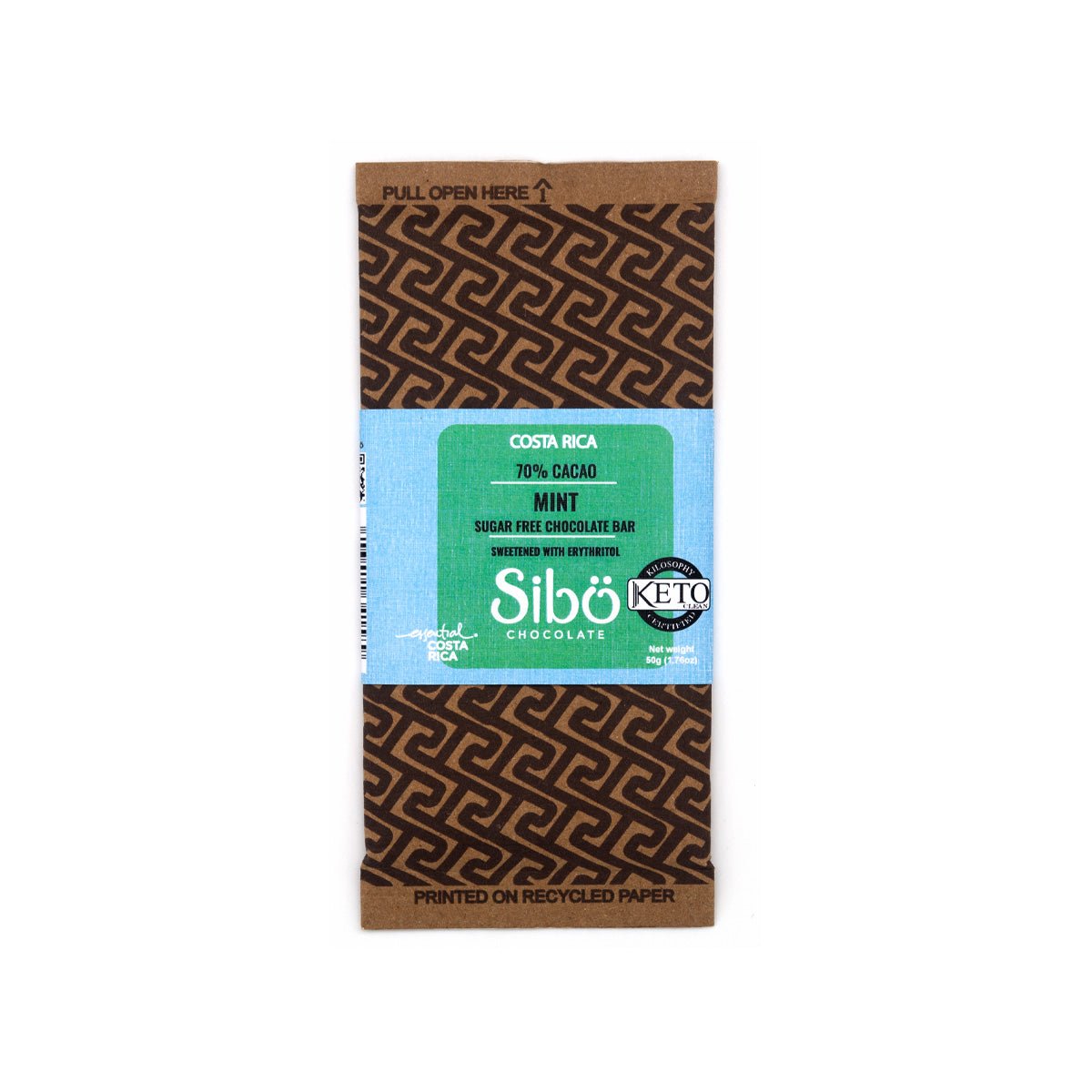 Sibu Sugar Free 70% Single Origin Dark Chocolate & Mint Bar - 50g