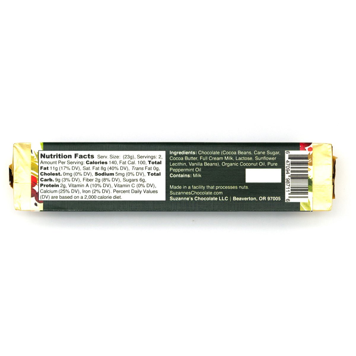 Suzanne's Chocolate Creme de Menthe 61% Dark Chocolate Bar - 45g
