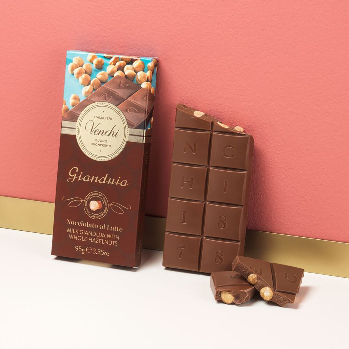 Venchi Gianduia Nocciolato al Latte Milk Gianduja & Hazelnuts Chocolate Bar - 95g