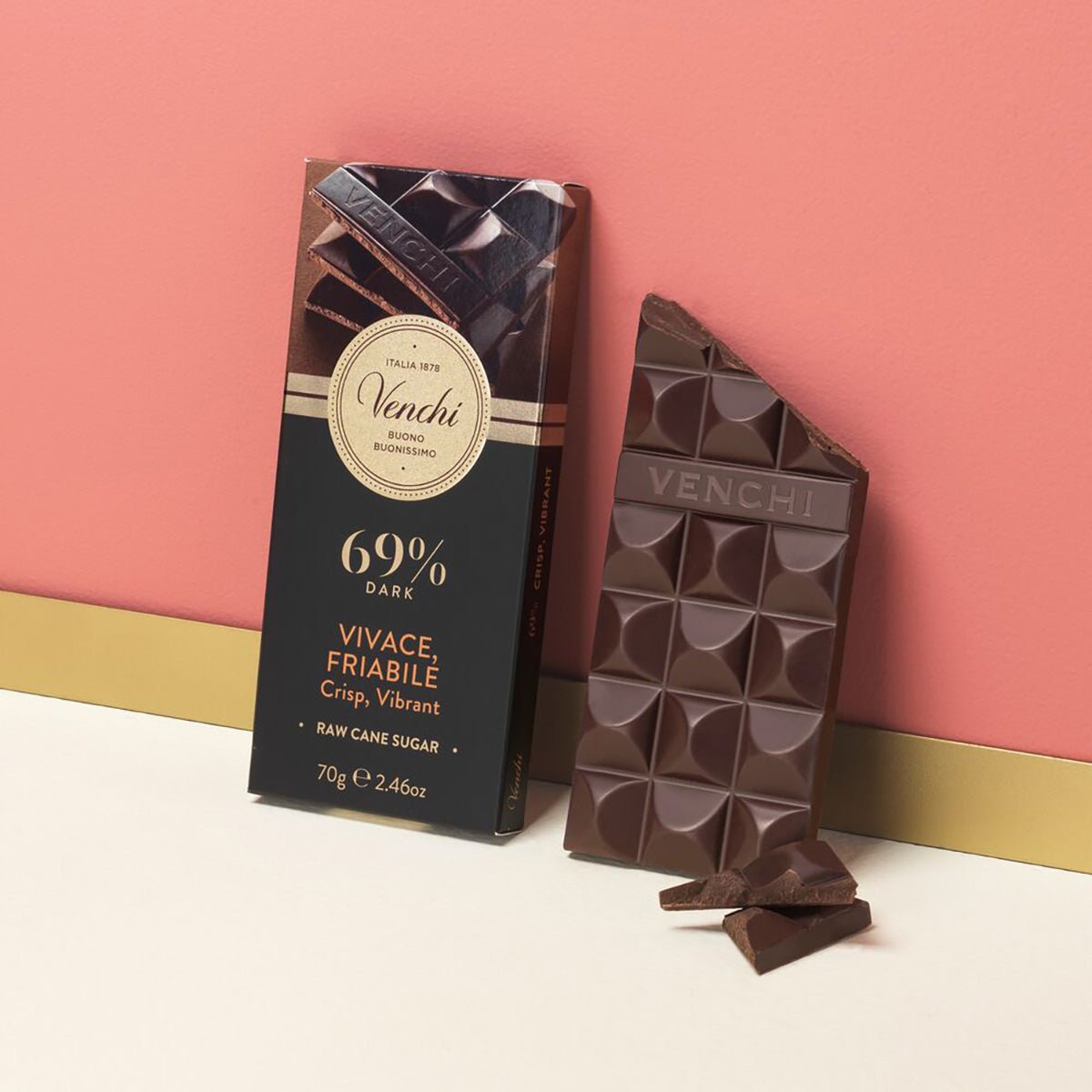 Venchi Vivace Friabile 69% Crunchy Dark Chocolate Bar - 70g