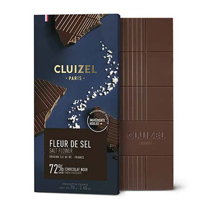 Michel Cluizel Noir Fleur De Sel 72% Dark Chocolate & Sea Salt Bar - 70g