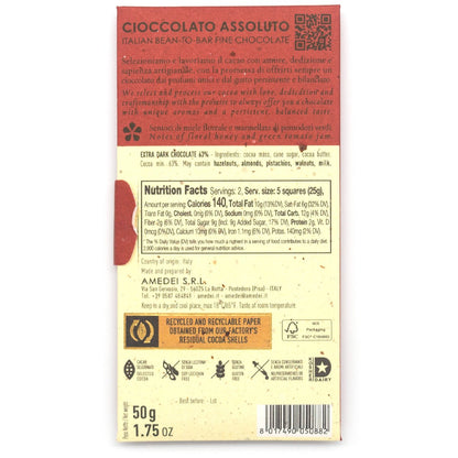 Amedei Toscano Black 63% Dark Chocolate Bar - 50g