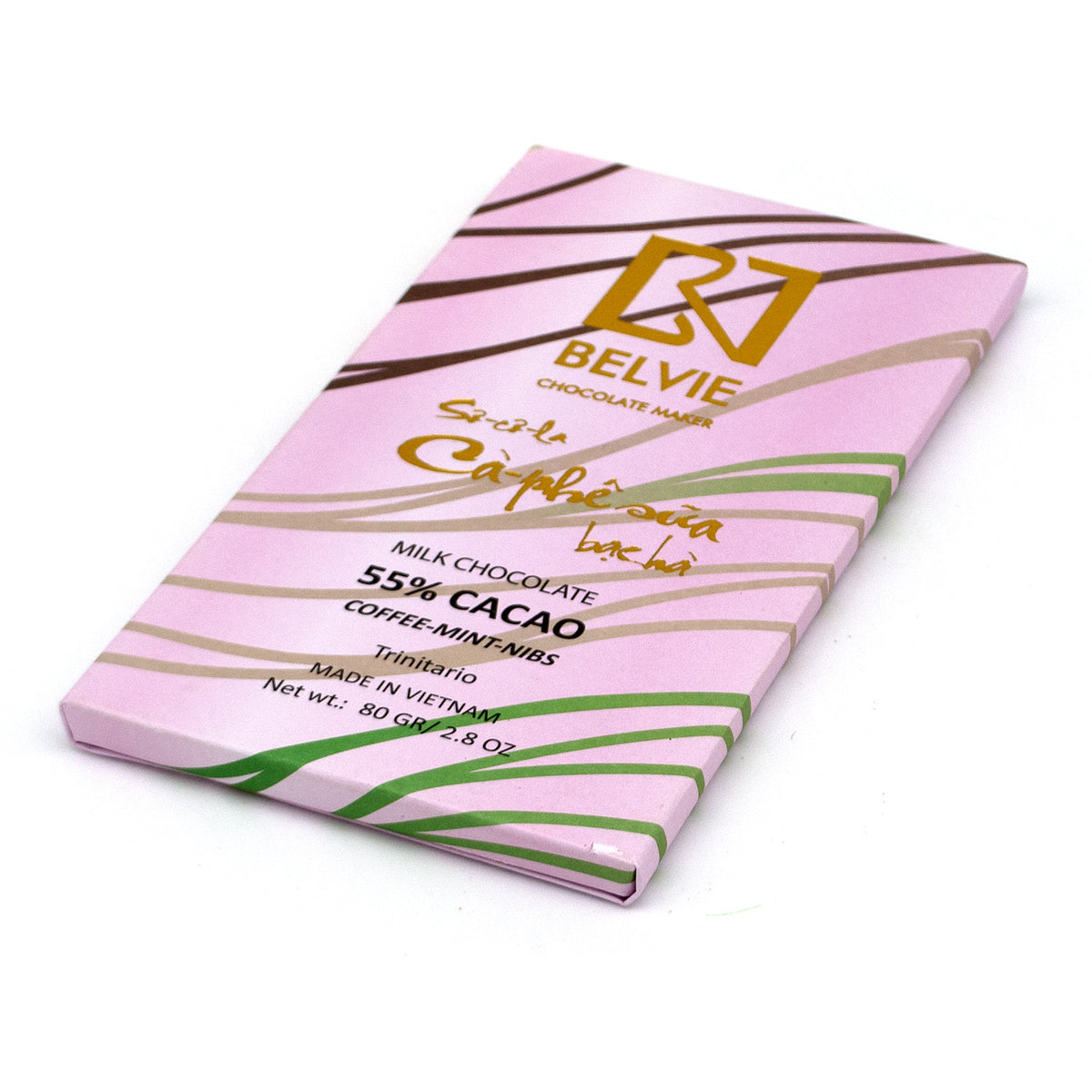 Belvie 55% Dark Milk Chocolate with Coffee, Mint, & Nibs Bar - 80g