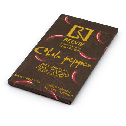 Belvie Chili Pepper 70% Single Origin Dark Chocolate Bar - 80g