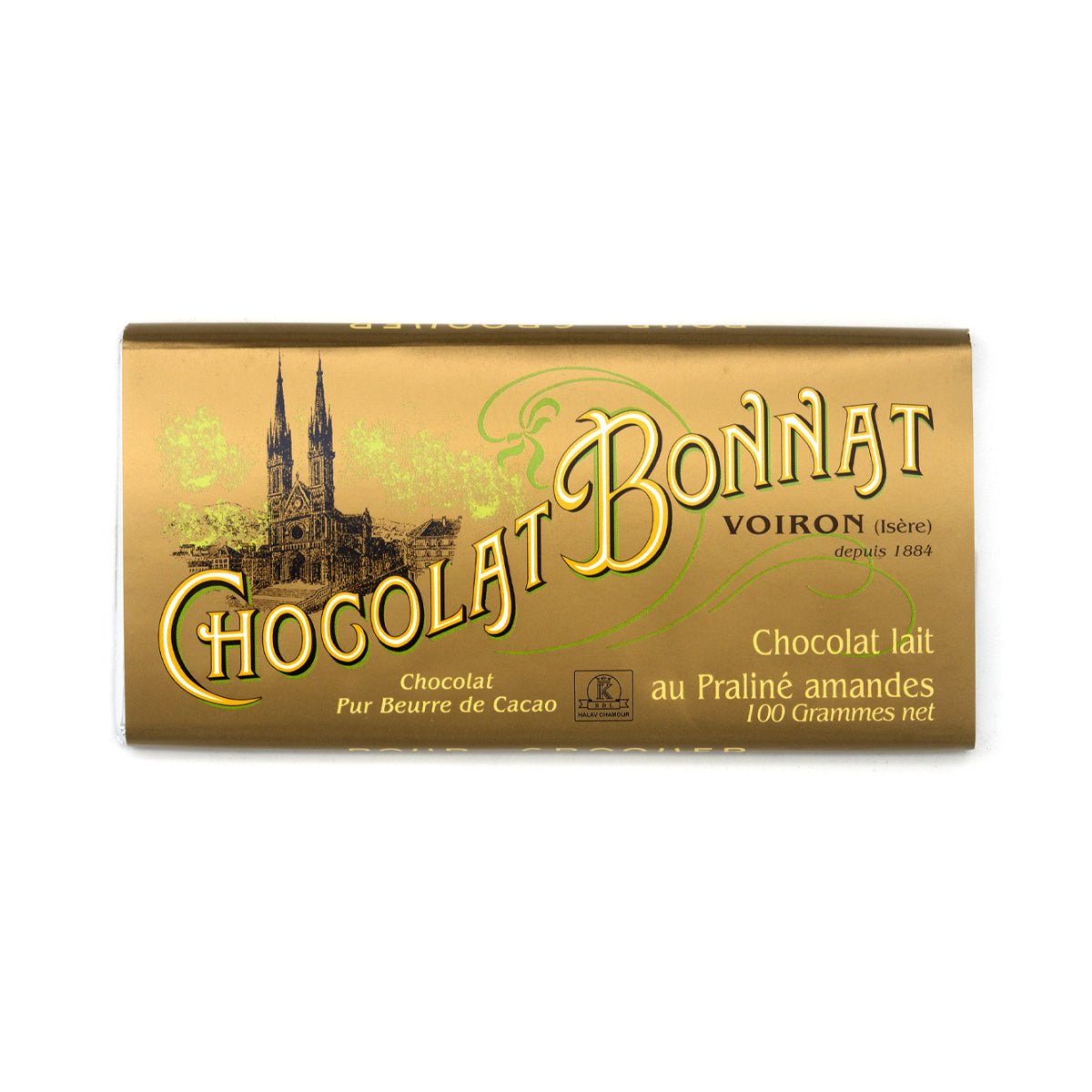 Chocolat Bonnat chocolate bar packaging on a white background