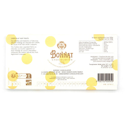 Bonnat chocolate packaging with branding and nutritional information on a white background