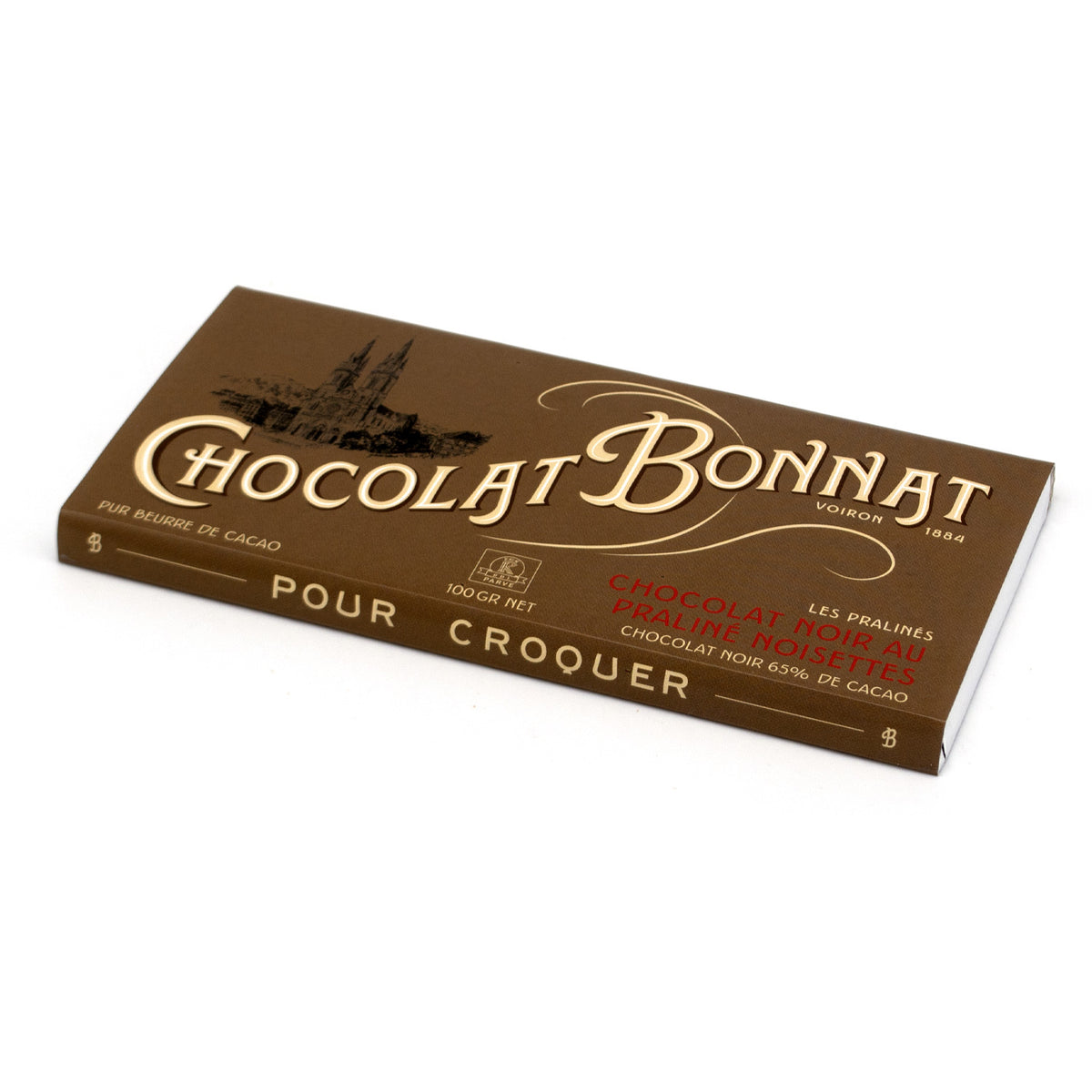 Bonnat 65% Dark Chocolate Hazelnut Praline Bar - 100g