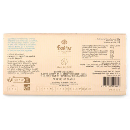 Bonnat chocolate packaging with nutritional information on a white background