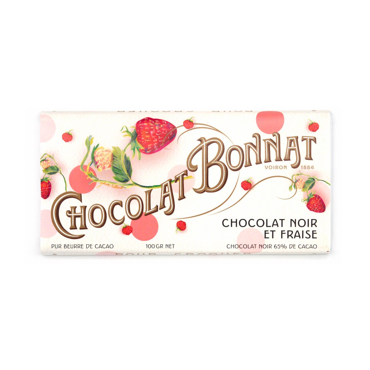 Chocolat Bonnat chocolate bar packaging with berries on a white background