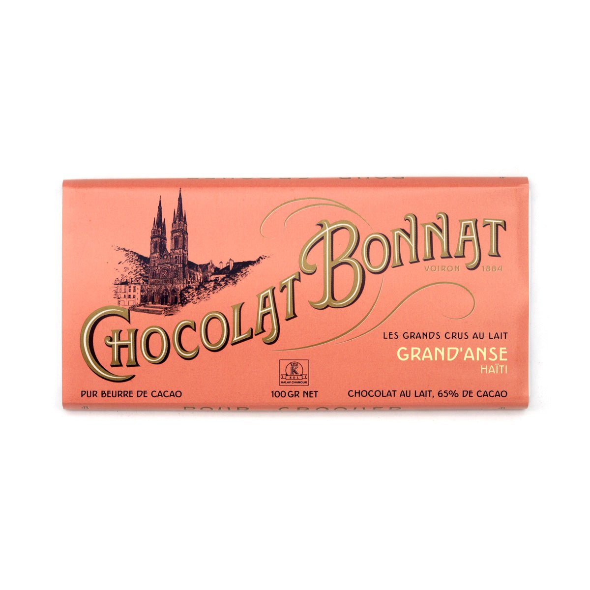 Chocolat Bonnat chocolate bar packaging on a white background