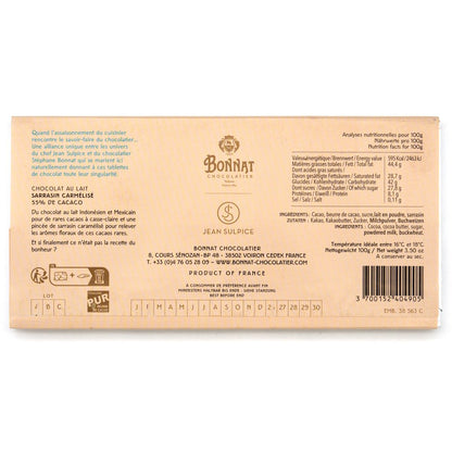 Bonnat chocolate packaging with text and branding on a white background
