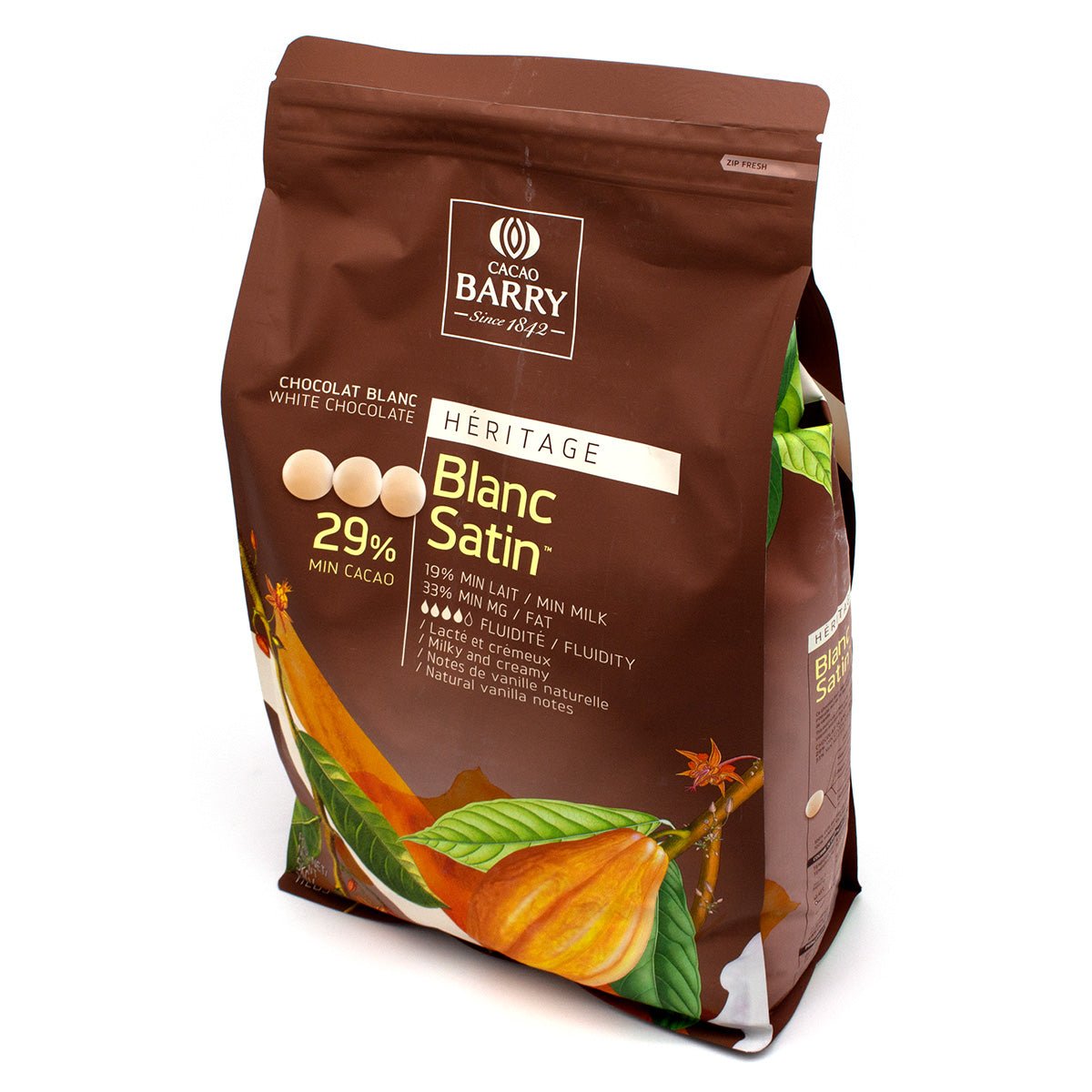 Cacao Barry Blanc Satin Pistoles 29% White Chocolate Discs