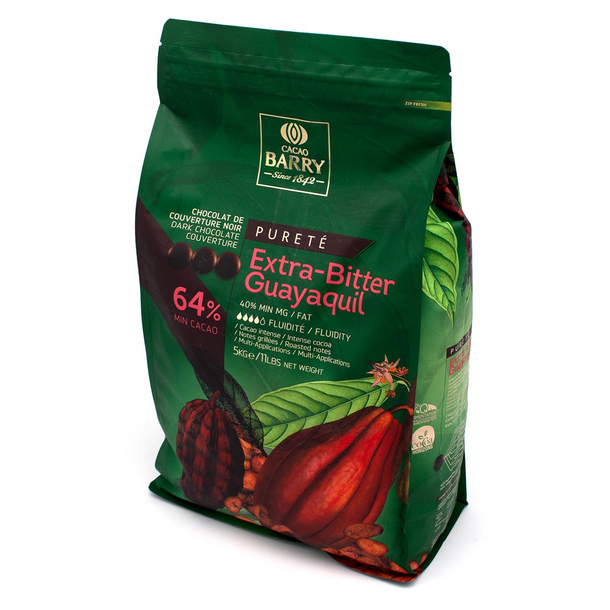 Cacao Barry Guayaquil Pistoles 64% Extra-Bitter Dark Chocolate Discs