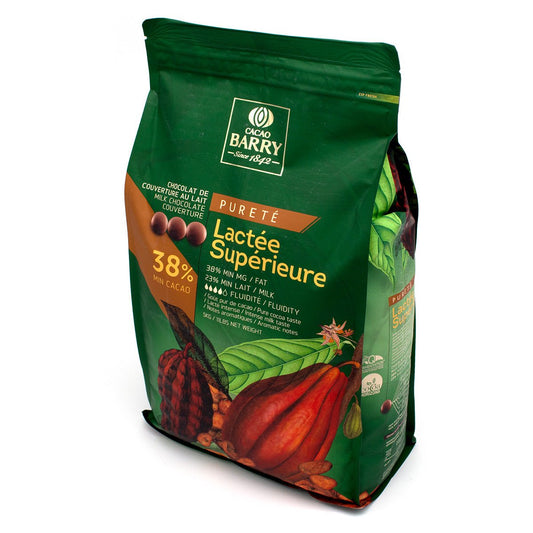 Cacao Barry lactee superieure chocolate packaging on a white background