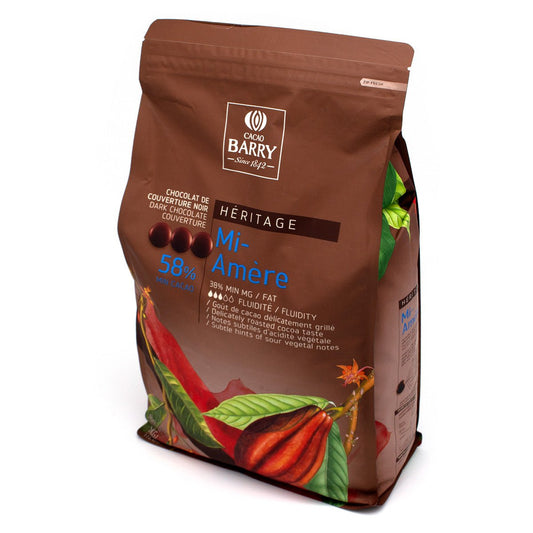 Cacao Barry Mi-Amère Pistoles 58% Dark Chocolate Discs