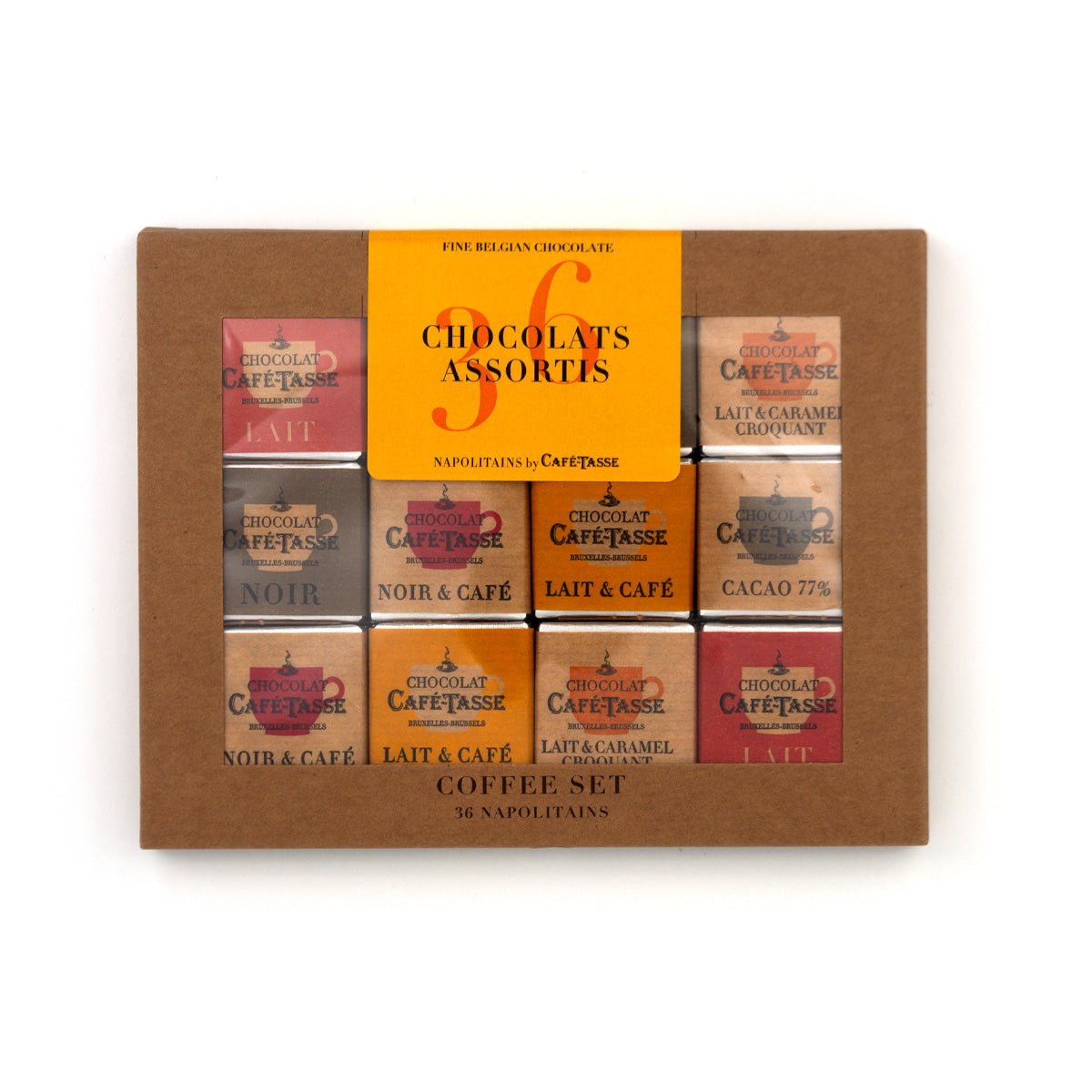 Cafe-Tasse 5-Flavour Assorted Chocolate Napolitans Box - 36 pc - 180g