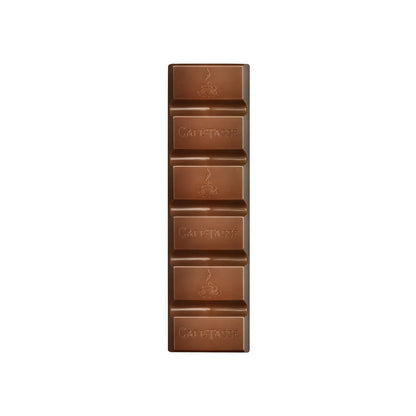 Chocolate bar with Cafe Tasse logo on a white background