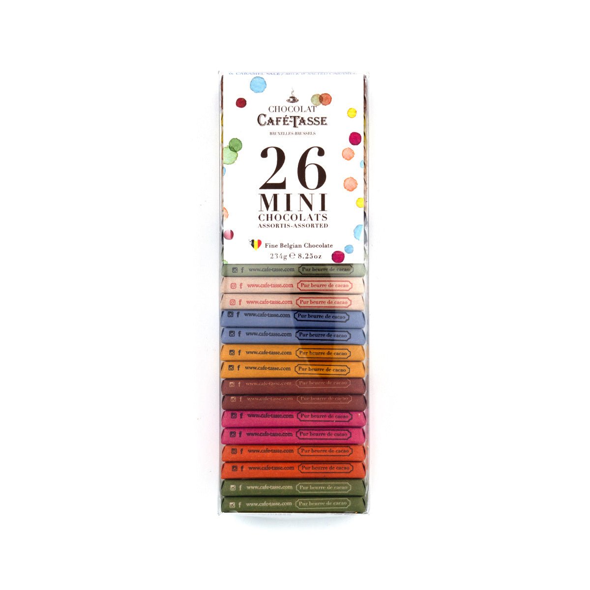 Cafe-Tasse Assorted Chocolate Mini-Bar Reglet - 26-pc