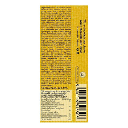 Café-Tasse Blanc Citron 27% White Chocolate & Lemon Ganache Bar - 45g