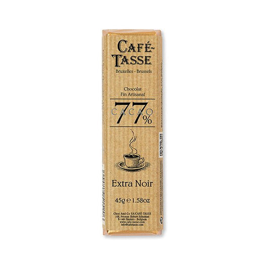 Café-Tasse Extra Noir 77% Extra Dark Chocolate Bar - 45g (Past Date)