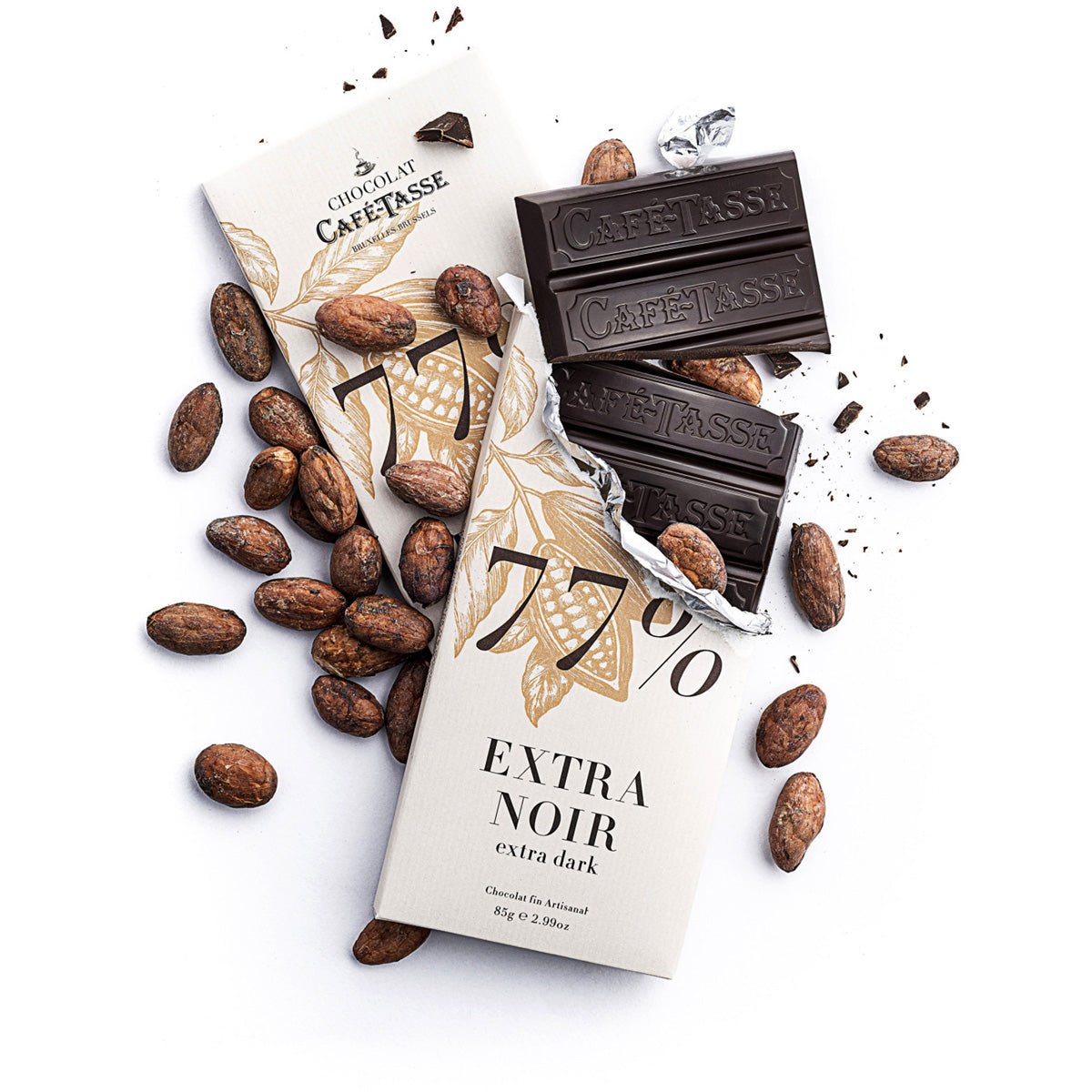 Cafe-Tasse Extra Noir 77% Extra Dark Chocolate Bar - 85g