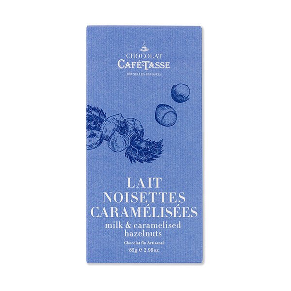 Café-Tasse Lait aux Noisettes Caramelisees 38% Milk Chocolate & Hazelnuts Bar - 85g