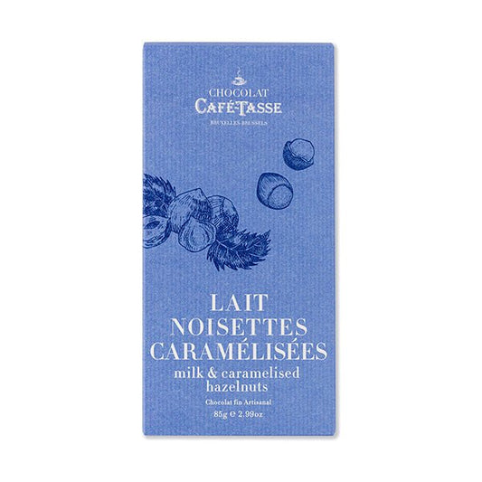Café-Tasse Lait aux Noisettes Caramelisees 38% Milk Chocolate & Hazelnuts Bar - 85g
