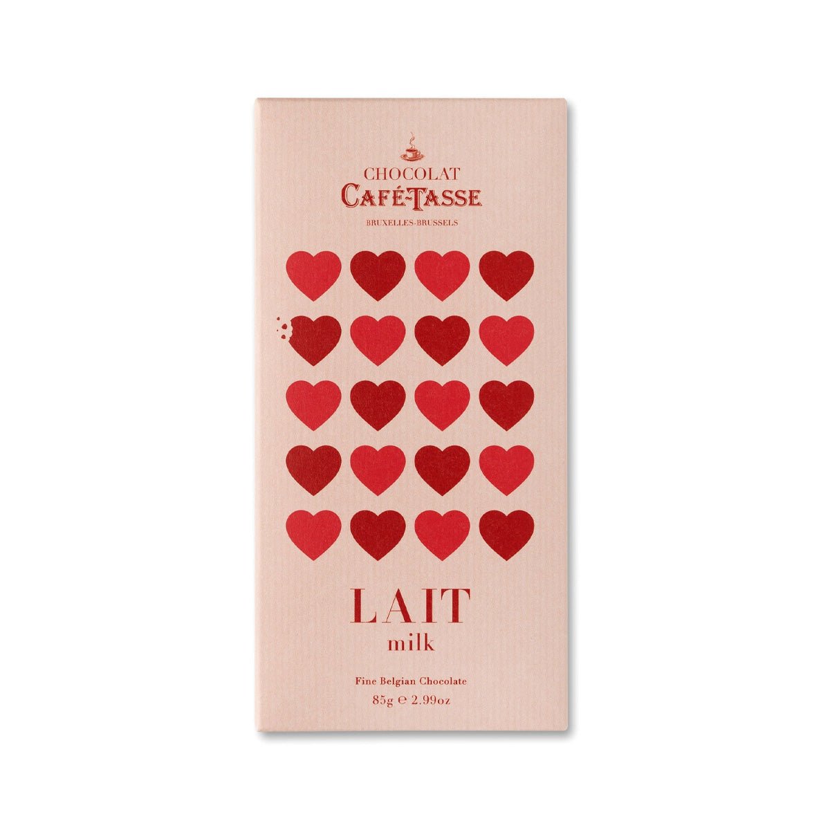 Cafe-Tasse Lait ‘Love’ 38% Milk Chocolate Bar - 85g