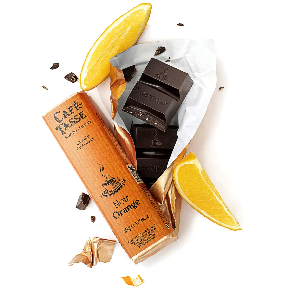 Cafe-Tasse Noir Orange 60% Dark Chocolate Orange Bar - 45g