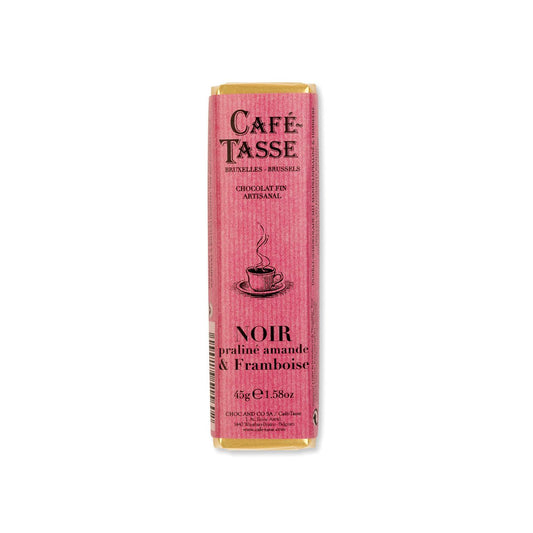Cafe-Tasse Noir Praline Amande & Framboise 60% Dark Chocolate Almond Praline & Raspberry Bar - 45g