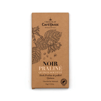 Cafe-Tasse Noir Praline Quinoa Souffle Dark Chocolate Praline & Puffed Quinoa Bar - 95g