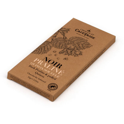 Cafe-Tasse Noir Praline Quinoa Souffle Dark Chocolate Praline & Puffed Quinoa Bar - 95g