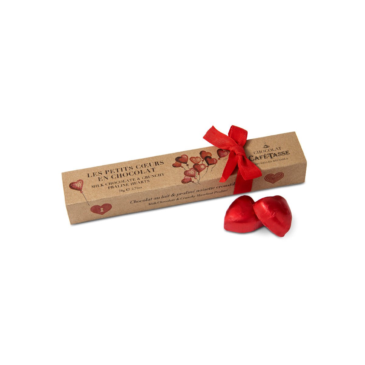 Café-Tasse Heart Shaped Hazelnut Praliné Milk Chocolates - 6 pc - 78g