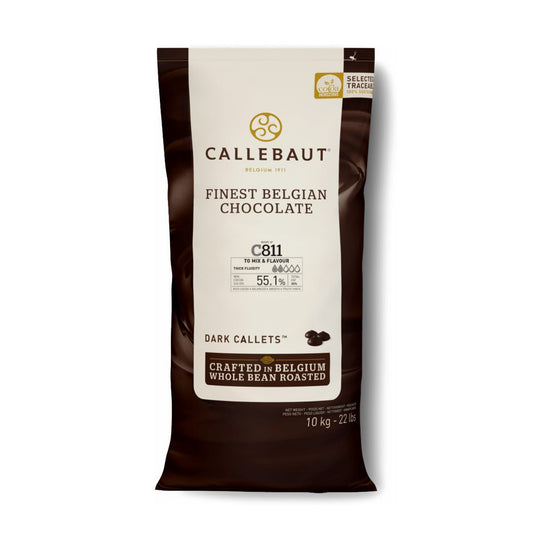 Callebaut C811NV Natural Vanilla 53.1% Semi-Sweet Dark Chocolate Callets