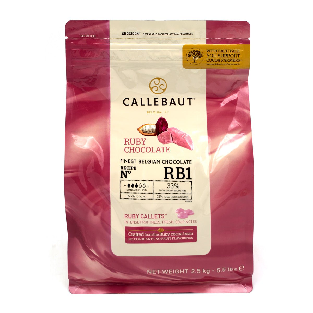 Callebaut RB1 Ruby Couverture 33% Ruby Chocolate Callets