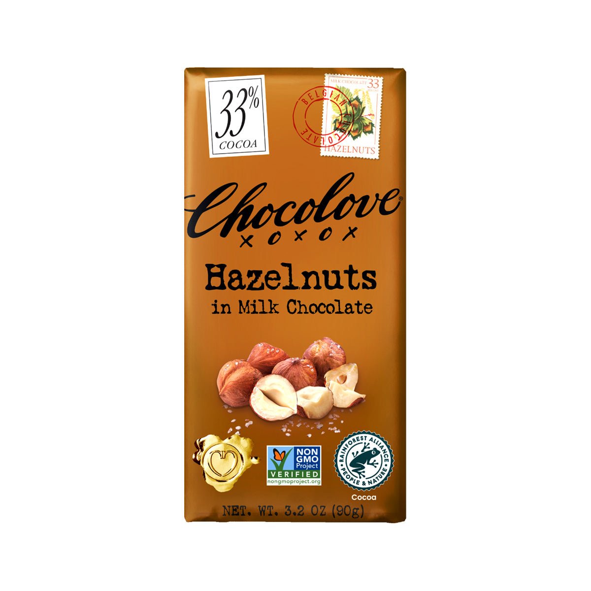 Chocolove Hazelnuts in 33% Milk Chocolate Bar - 90g