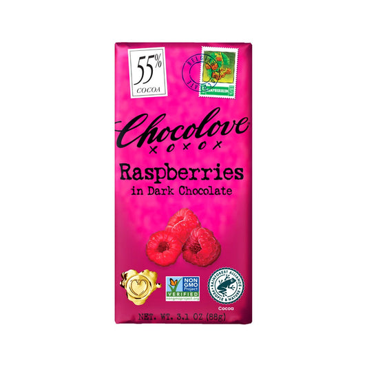 Chocolove Raspberries in 55% Dark Chocolate Bar - 90g