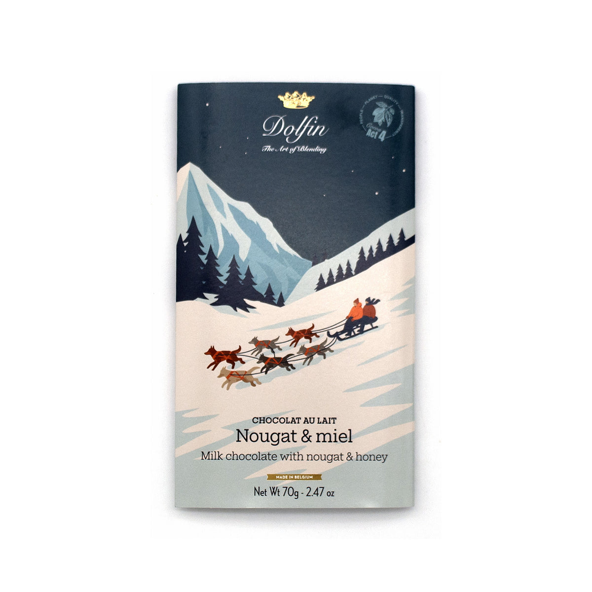 Dolfin 37% Milk Chocolate with Nougat & Honey Bar - 70g