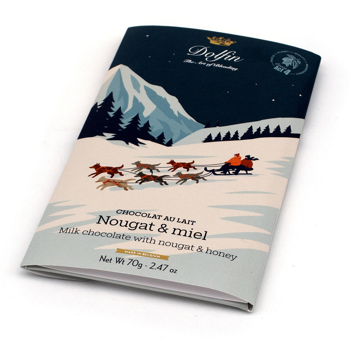 Dolfin 37% Milk Chocolate with Nougat & Honey Bar - 70g
