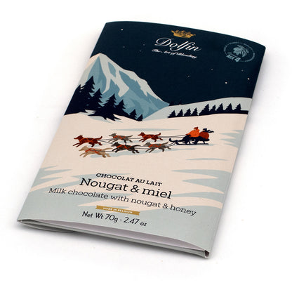 Dolfin 37% Milk Chocolate with Nougat & Honey Bar - 70g