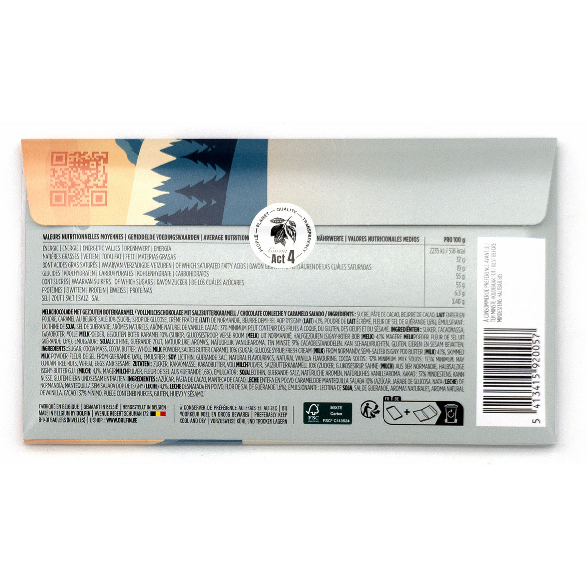 Dolfin 37% Milk Chocolate with Salted Butter Caramel Bar - 70g